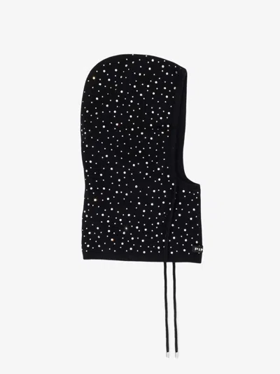 Pinko Balaclava With Drawstring And Rhinestones In Black
