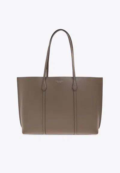 Tory Burch Perry Triple Compartment Leather Tote In Brown