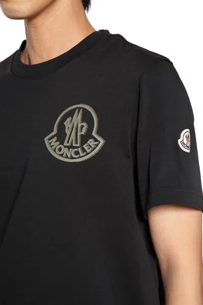 Moncler Logo Cotton T-shirt In Black