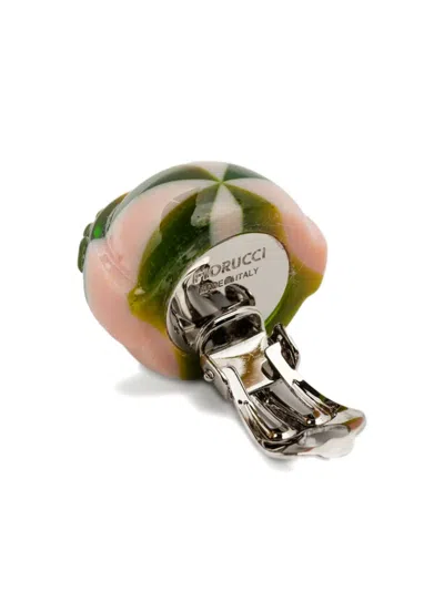 Fiorucci Swirl-pattern Clip-on Earring In Green