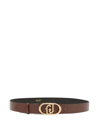 Liu •jo Lapuffy Leather Belt In Brown