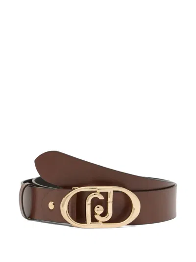 Liu •jo Lapuffy Leather Belt In Brown