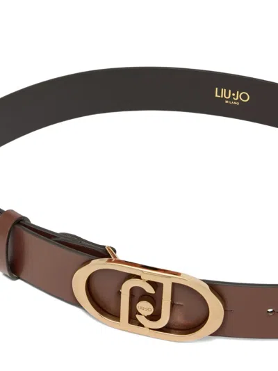 Liu •jo Lapuffy Leather Belt In Brown