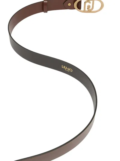 Liu •jo Lapuffy Leather Belt In Brown
