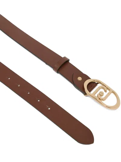 Liu •jo Lapuffy Leather Belt In Brown