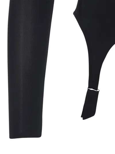 Jean Paul Gaultier Long Sleeve Top Garter Detail In Black