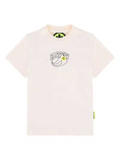 Barrow Ivory T-shirt For Kids With Black Logo In Neutral
