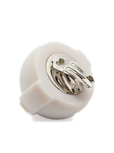 Fiorucci Logo-embossed Clip-on Earring In White