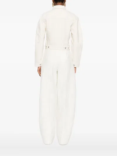 Jacquemus Cropped Denim Jacket Flap Pockets In Neutral