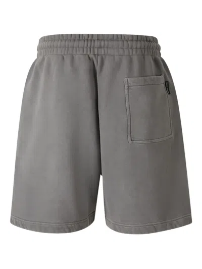 Palm Angels Logo Printed Drawstring Bermuda Shorts In Gray