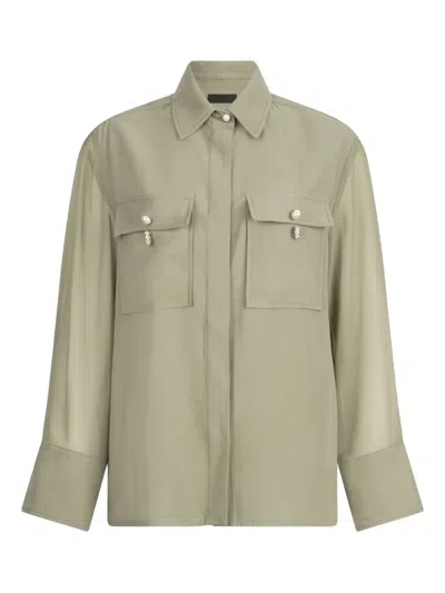 Liu •jo Gabardine Overshirt Jacket In Green