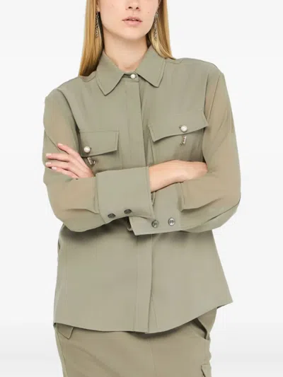 Liu •jo Gabardine Overshirt Jacket In Green