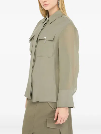Liu •jo Gabardine Overshirt Jacket In Green