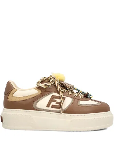 Fendi Sneakers Chunky Sole Contrast Panels In Brown