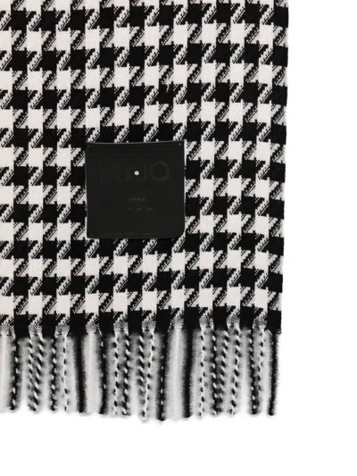 Liu •jo Houndstooth Check Scarf In Black