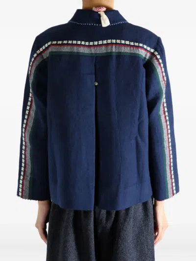 Péro Embroidered Striped Wool Jacket In Multi