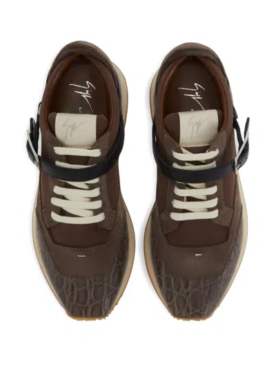 Giuseppe Zanotti Buckle-strap Crocodile-effect Low-top Sneakers In Multi
