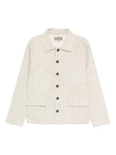 Kartik Research Kantha-embroidered Button Jacket In Neutral
