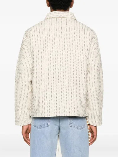 Kartik Research Kantha-embroidered Button Jacket In Neutral