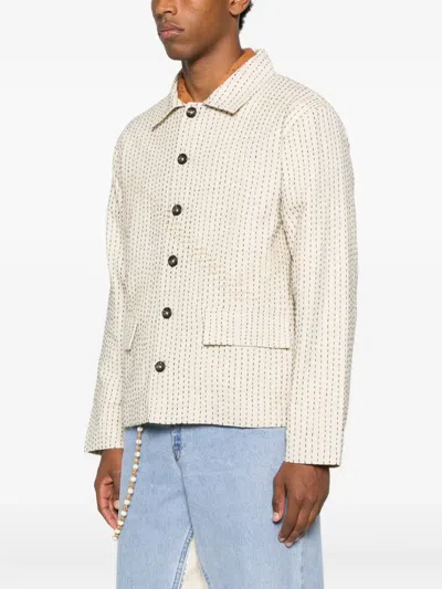 Kartik Research Kantha-embroidered Button Jacket In Neutral