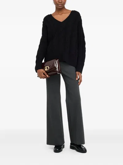 Liu •jo High-waisted Wide-leg Trousers With Concealed Closure In Black