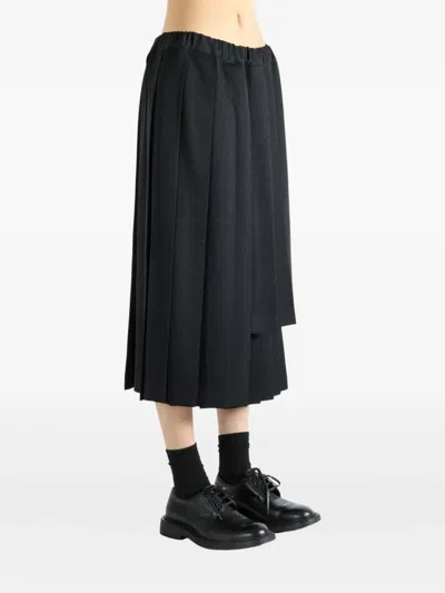 Comme Des Garçons Pleated Asymmetric Midi Skirt In Black