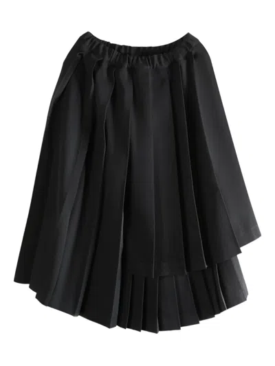 Comme Des Garçons Pleated Asymmetric Midi Skirt In Black