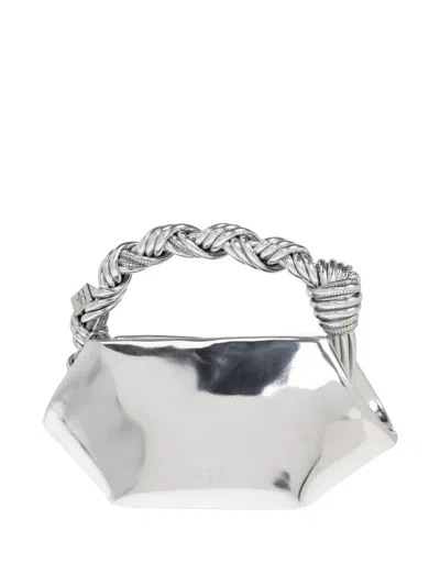 Ganni Twisted-handle Tote Bag In Silver