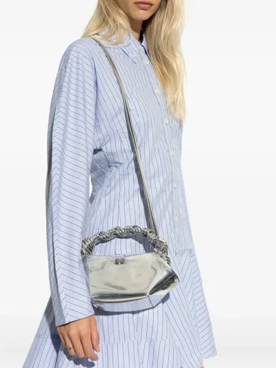 Ganni Twisted-handle Tote Bag In Silver