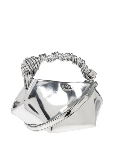 Ganni Twisted-handle Tote Bag In Silver