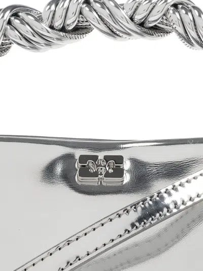 Ganni Twisted-handle Tote Bag In Silver