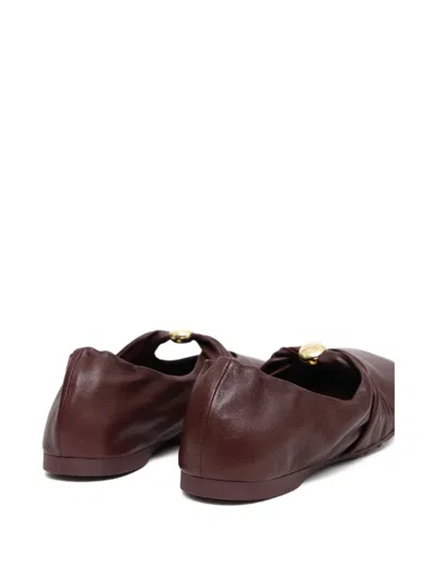 Loewe Burgundy Nappa Leather Pebble Ballerinas