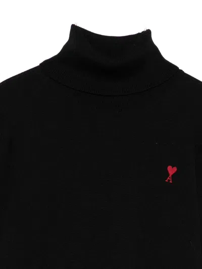 Ami Alexandre Mattiussi Ami Paris Black Wool Sweater In Black