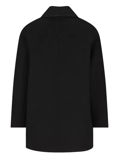 Camplin Absolute Drawstring Double-breasted Coat In Black