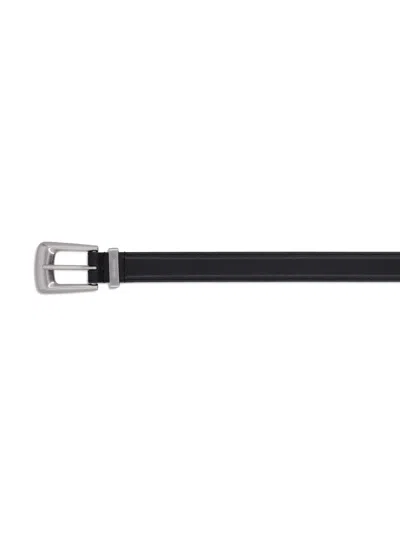 Saint Laurent Leather Folk-buckle Belt In Black
