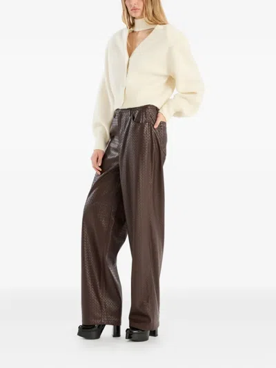 Rotate Birger Christensen Cardigan Con Sciarpa Lavorata A Maglia Bianco In White