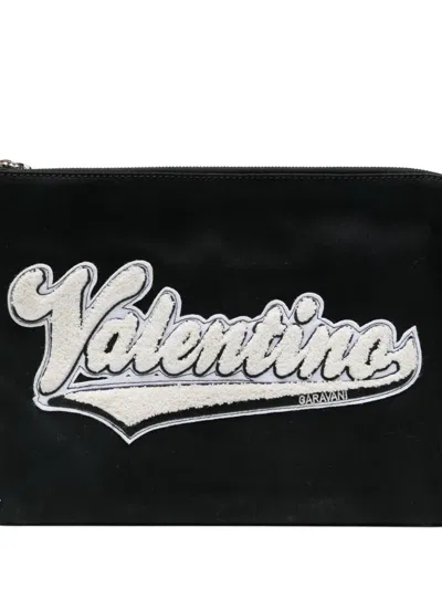 Pre-owned Valentino Garavani Logo-patch Laptop Bag In Black