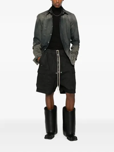 Rick Owens Gray Concordia Fogpocket Denim Shirt In Gray