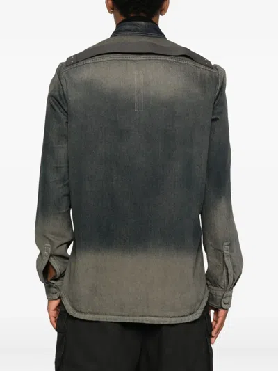 Rick Owens Gray Concordia Fogpocket Denim Shirt In Gray
