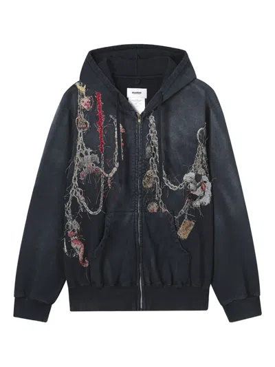 缀饰拉链连帽衫