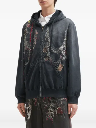 缀饰拉链连帽衫