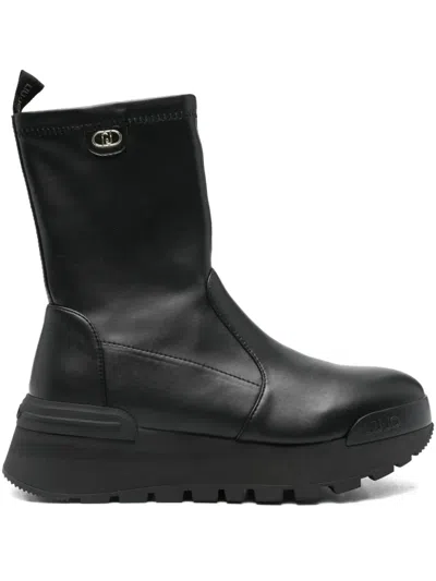 Liu •jo Sock-style Platform Boots In Black