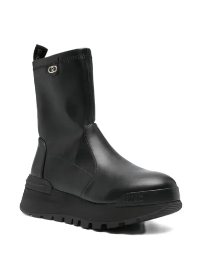 Liu •jo Sock-style Platform Boots In Black