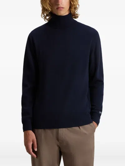 Woolrich Lambswool Turtleneck Sweater In Blue
