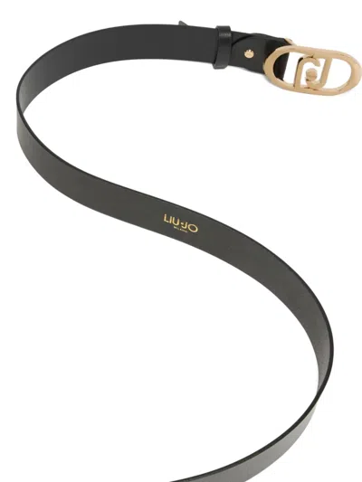 Liu •jo Lapuffy Leather Belt In Black