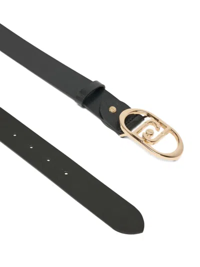 Liu •jo Lapuffy Leather Belt In Black