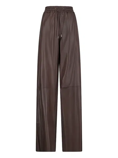 Desa 1972 Plunge Leather Trousers In Brown