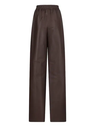 Desa 1972 Plunge Leather Trousers In Brown