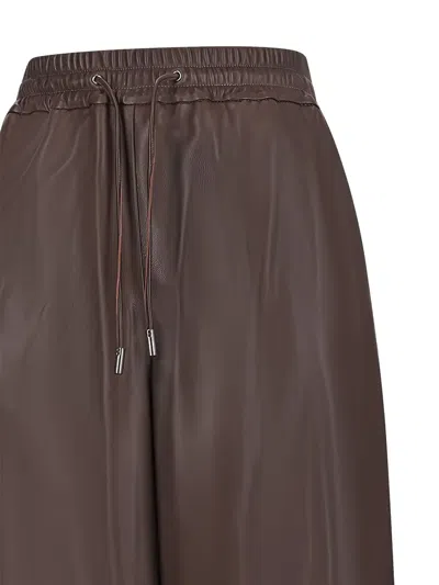 Desa 1972 Plunge Leather Trousers In Brown