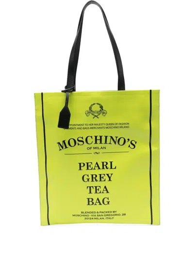 Moschino Logo-print Tote Bag In Green
